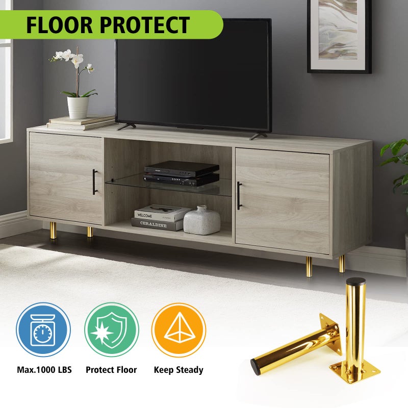 Masendelk Gold Furniture Legs 7.5 Inch / 190mm, 4pcs Modern Sofa Legs Cabinet Replacement Legs, Heavy Duty Metal Legs with Mounting Screw for Furniture Couch Sofa TV Cabinet Dresser Desk Risers - Image 3